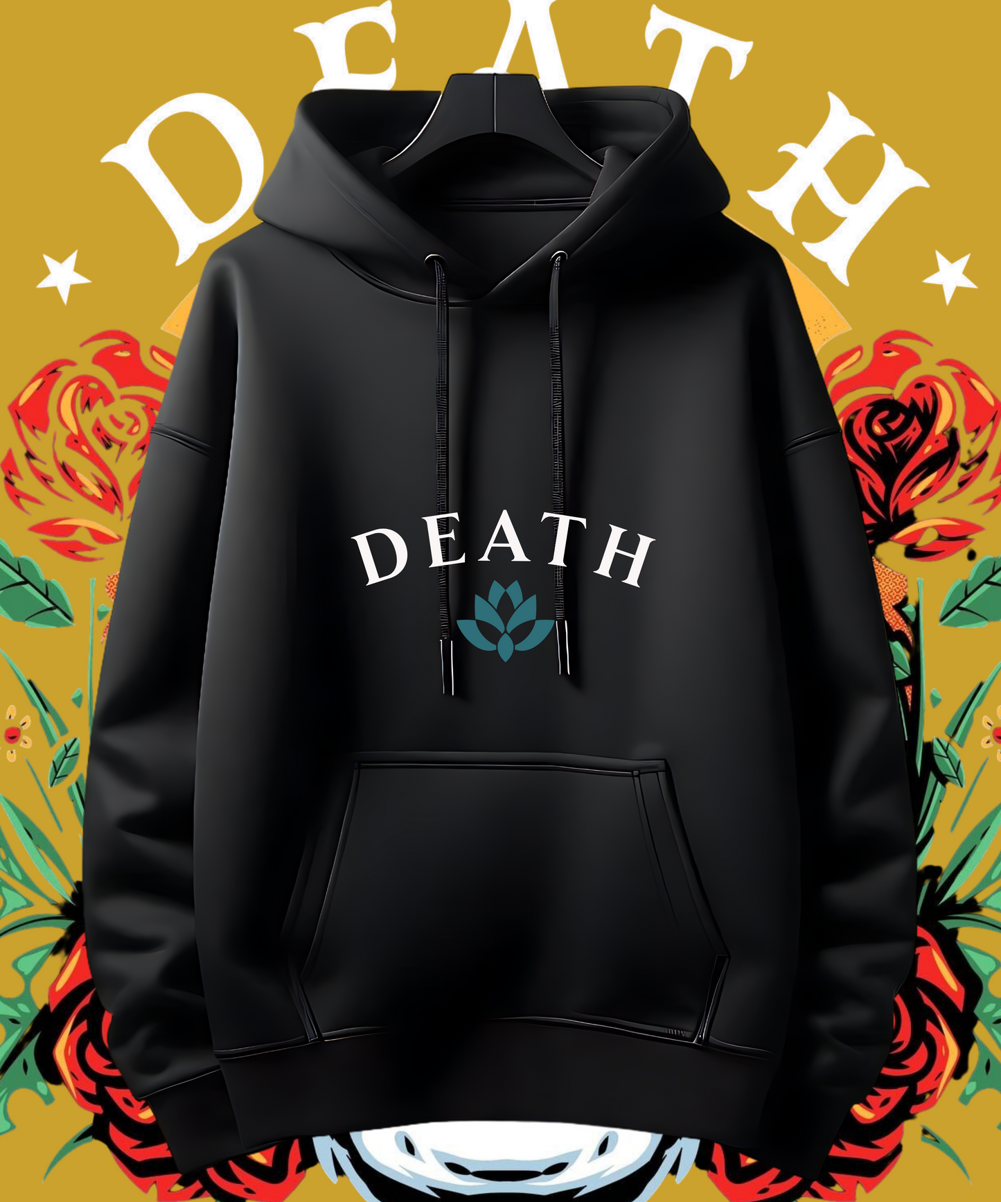 Skull & Red Rose Hoodie