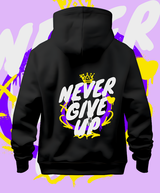 Never Give Up Black Hoodie